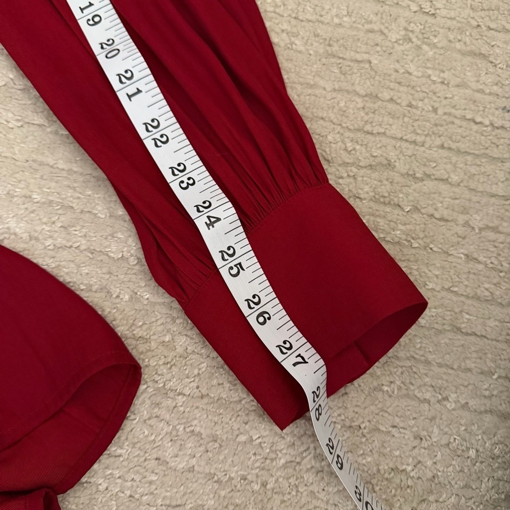 Banana Republic Red Maroon Satin Long Sleeve Mini Dress Small - Picture 10 of 11